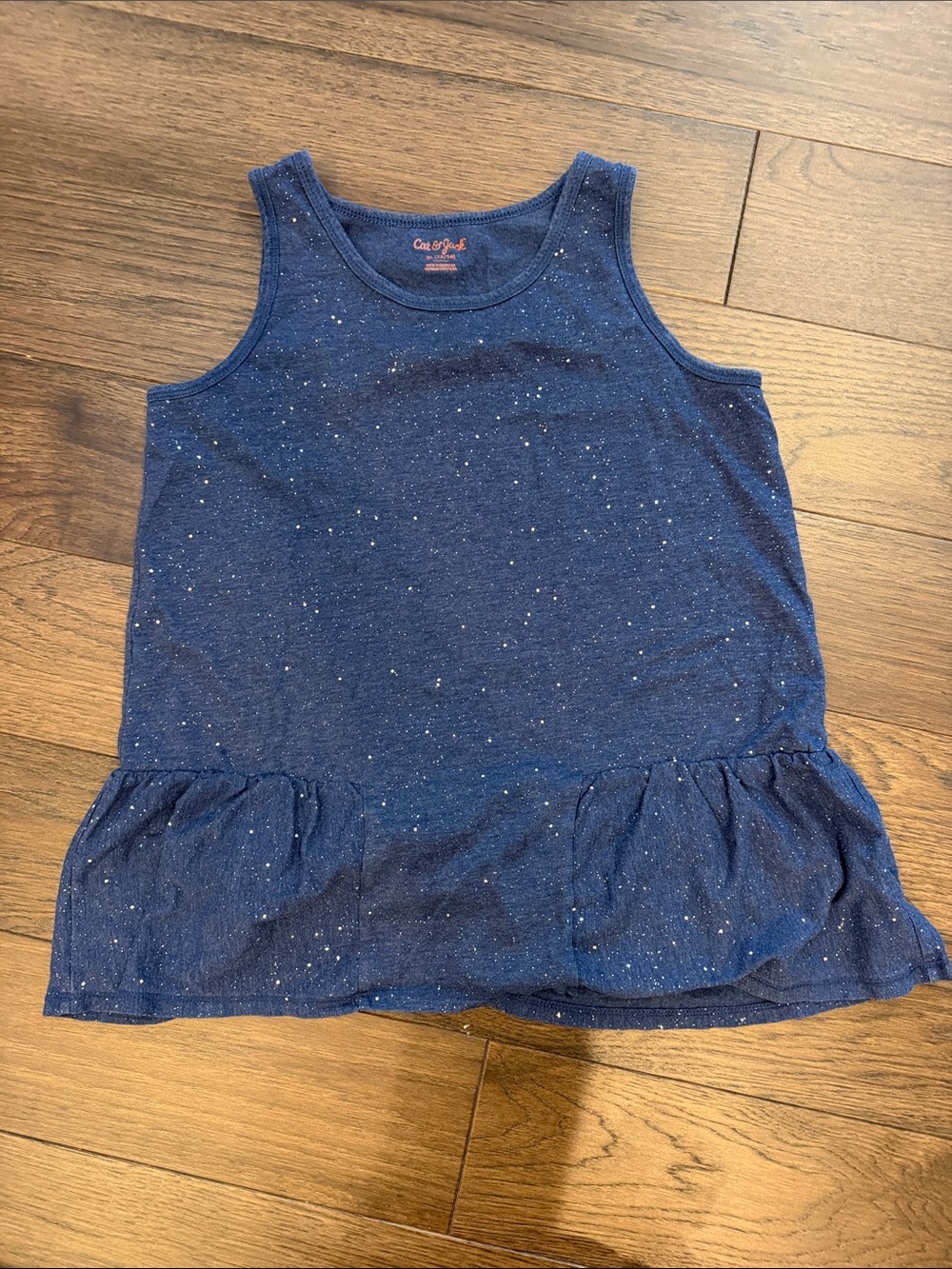 Cat & Jack Navy Blue Sparkle Ruffle Tank Top Size XL (14/16) - C38-025